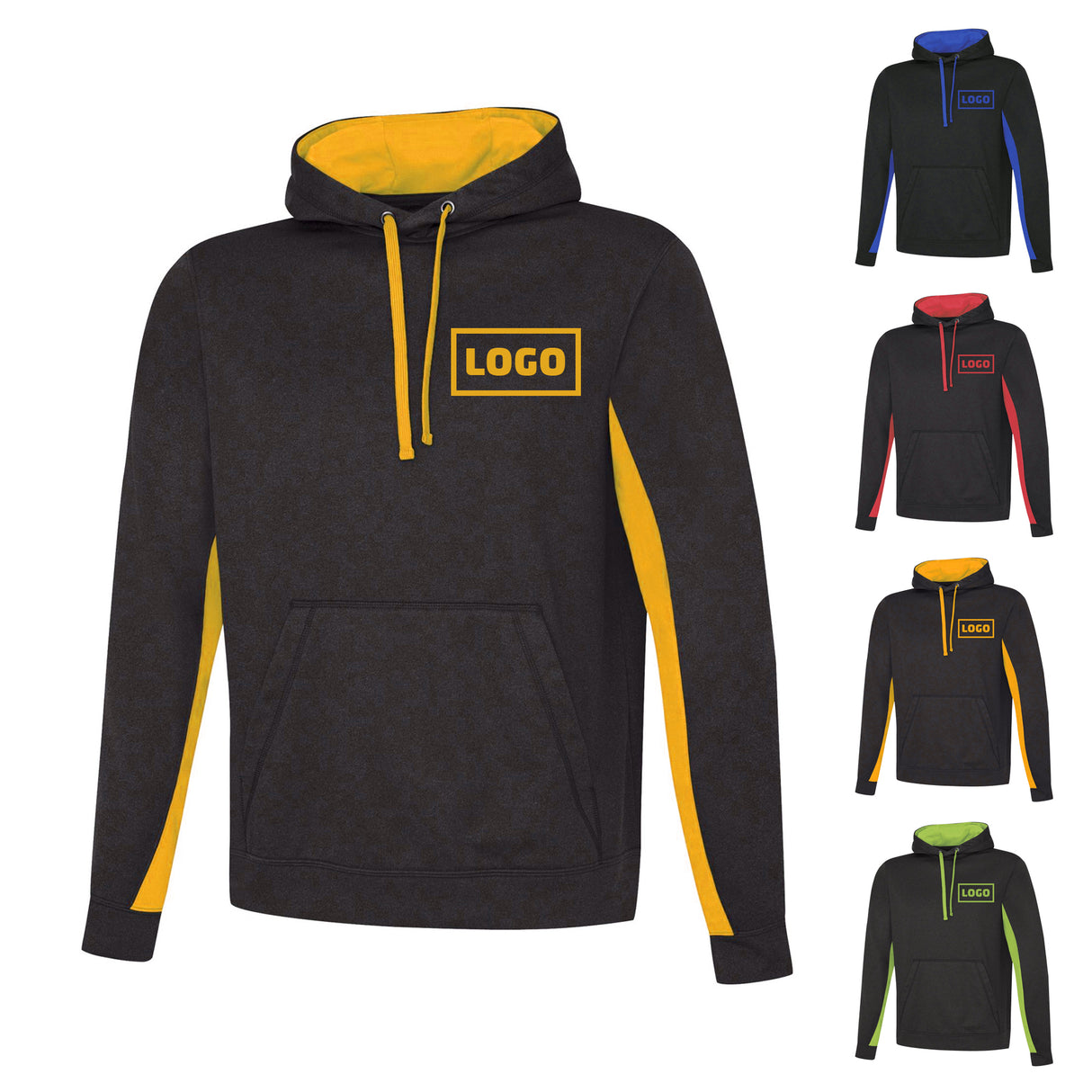 FLEECE COLOUR BLOCK HOODED SWEATSHIRT