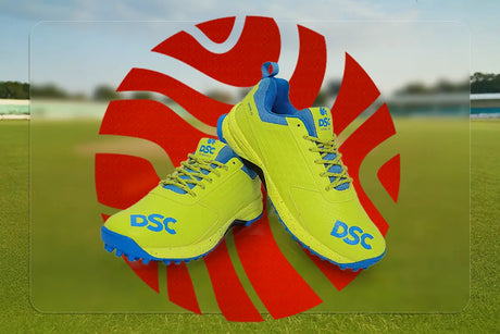 Close-up of professional cricket shoes showing outsole grip, cushioned comfort, and durable build